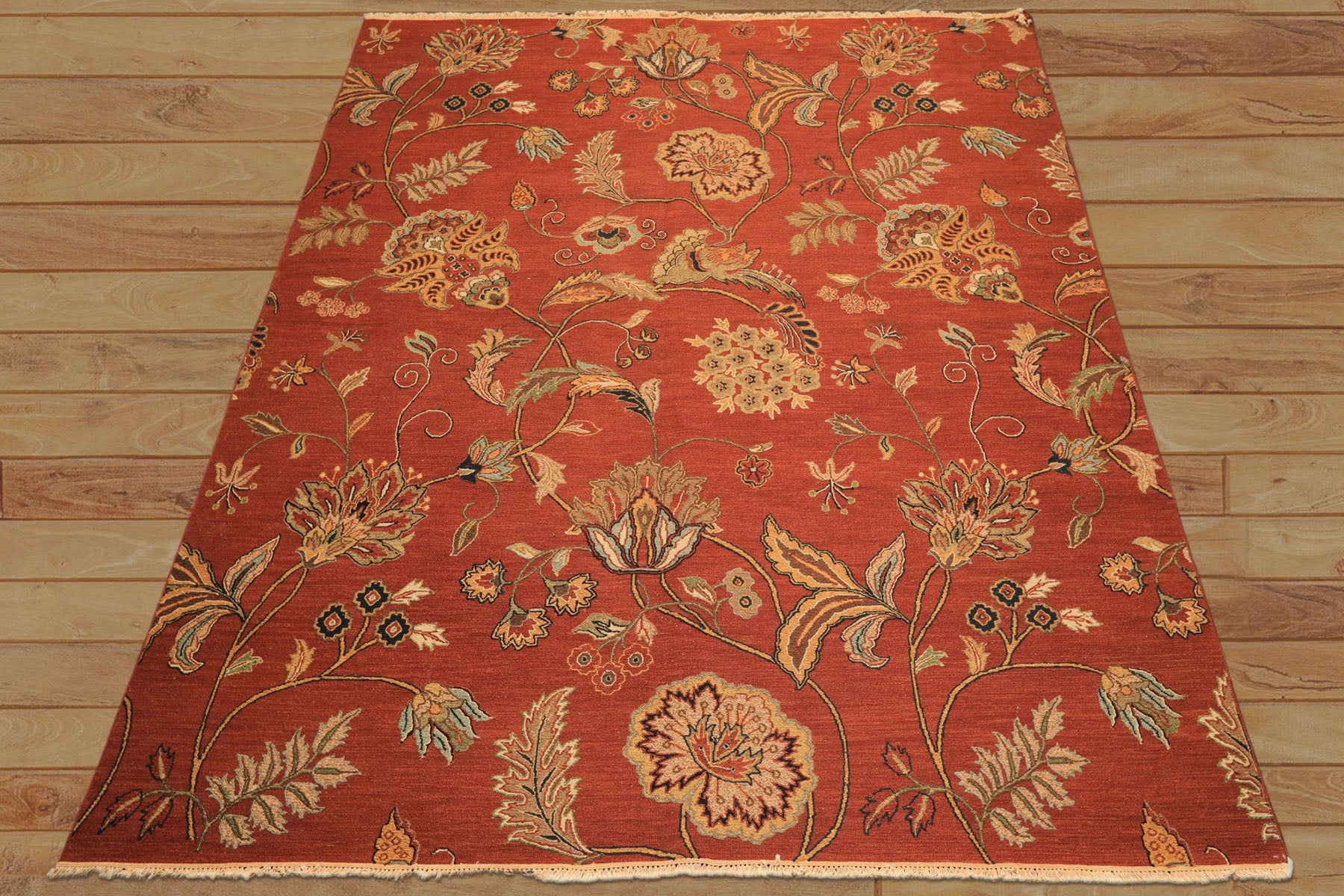 8x10 Rust, Gold, Charcoal Color Hand Knotted Soumak Wool Transitional Oriental Rug