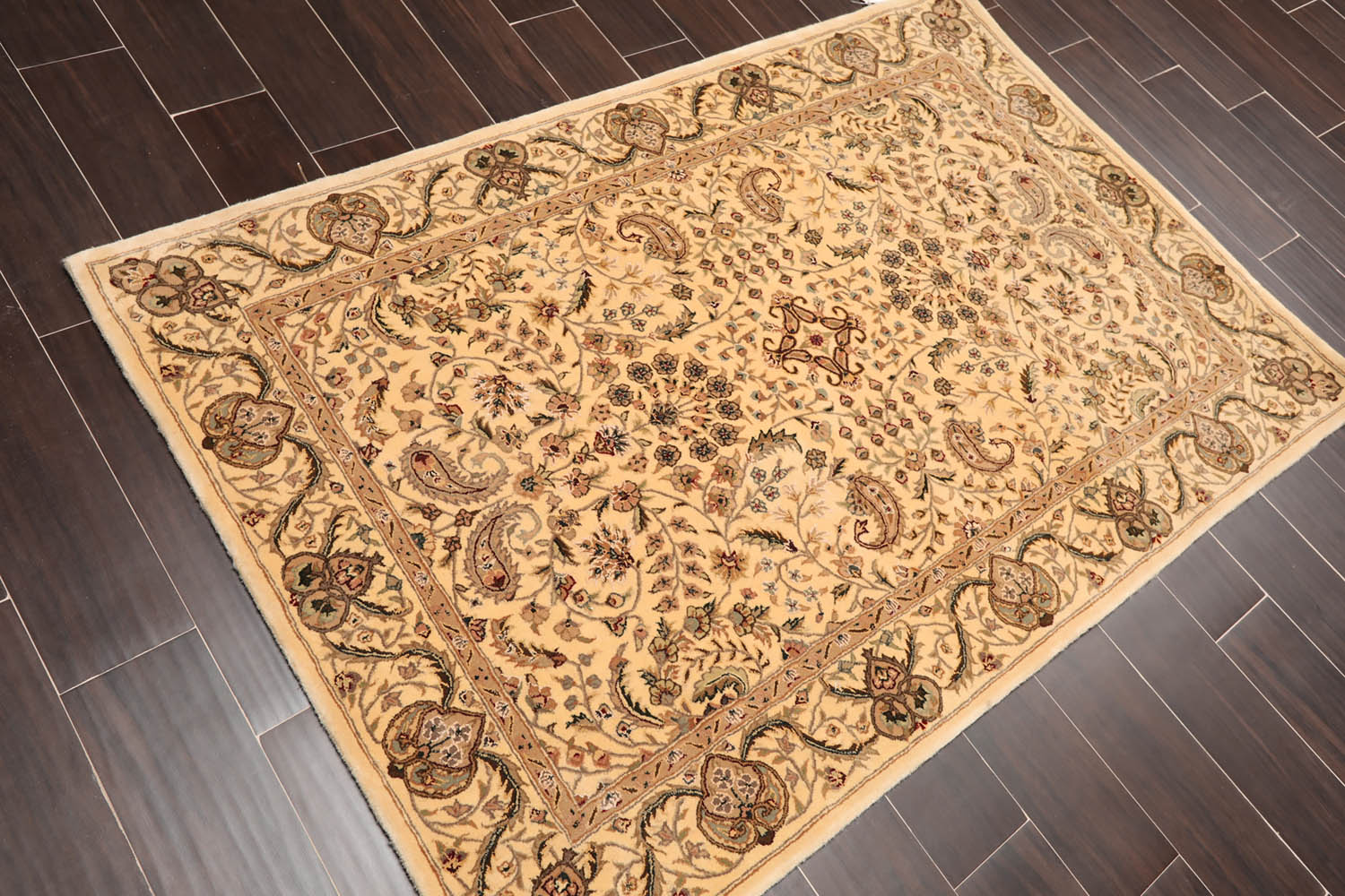 3x5 Tan, Brown, Gray Color Hand Tufted Oriental New Zealand Wool & Silk||Wool||Silk Traditional Oriental Rug