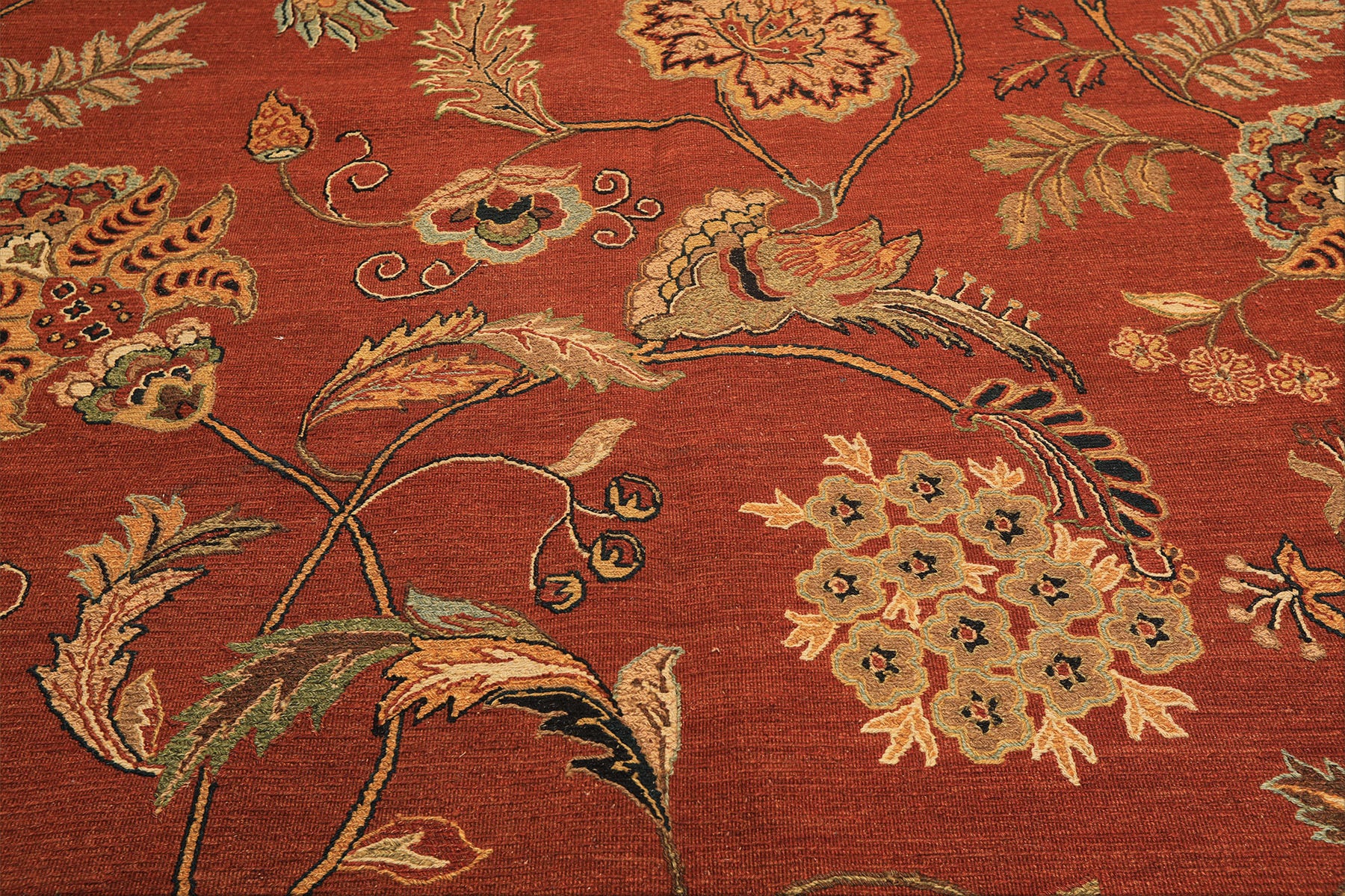 8x10 Rust, Gold, Charcoal Color Hand Knotted Soumak Wool Transitional Oriental Rug