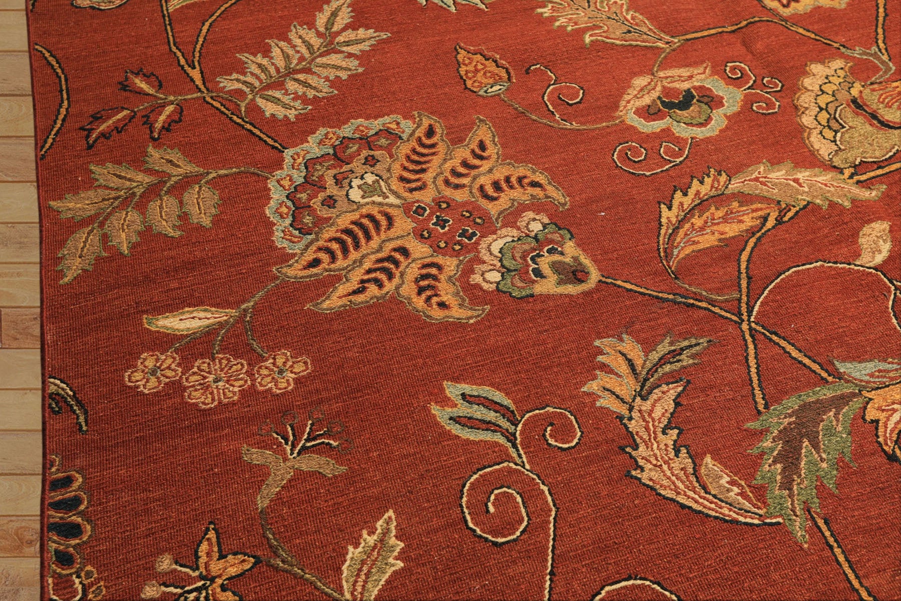 8x10 Rust, Gold, Charcoal Color Hand Knotted Soumak Wool Transitional Oriental Rug