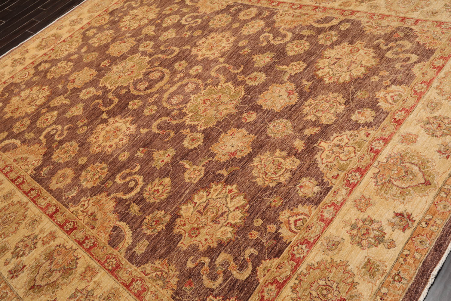 9x12 Aubergine, Gold, Rust Color Hand Knotted All-Over 100% Wool Traditional Oriental Rug