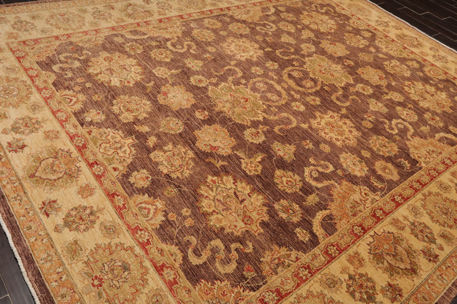 9x12 Aubergine, Gold, Rust Color Hand Knotted All-Over 100% Wool Traditional Oriental Rug