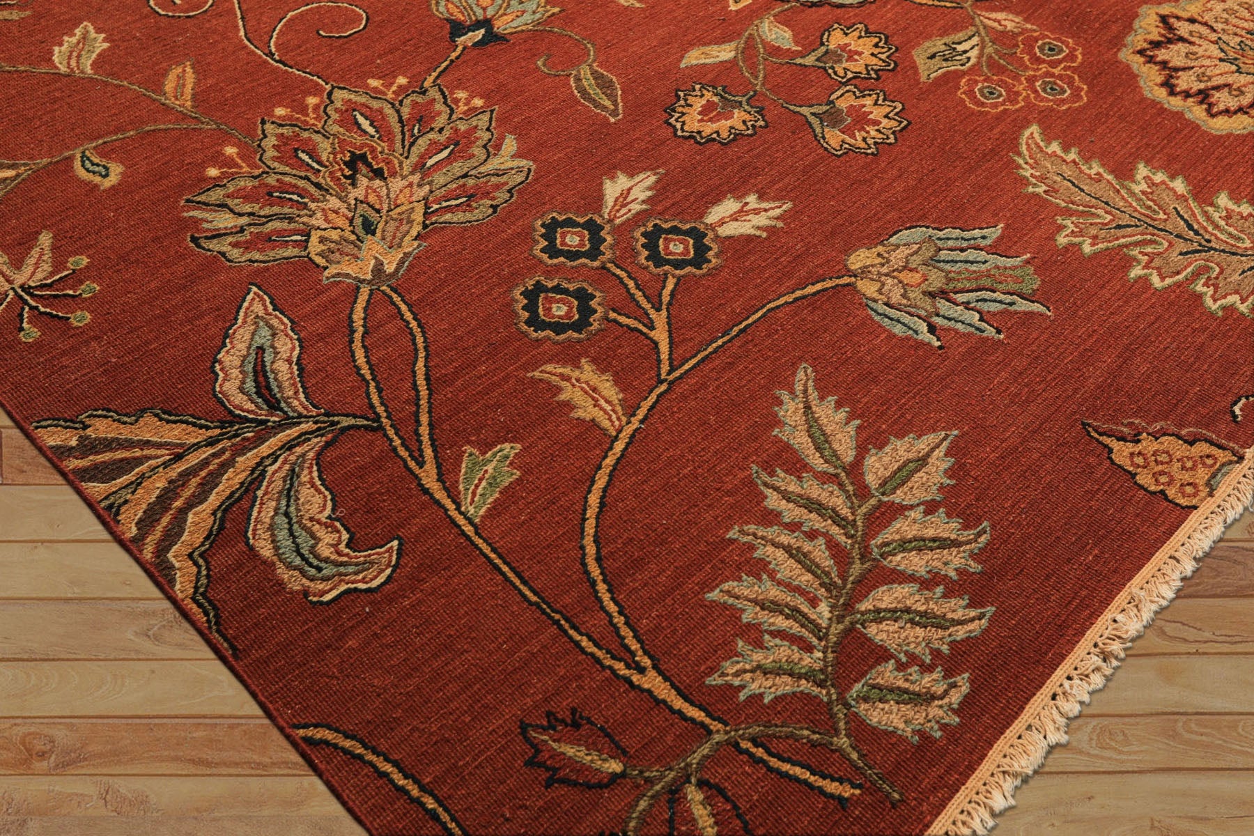 8x10 Rust, Gold, Charcoal Color Hand Knotted Soumak Wool Transitional Oriental Rug