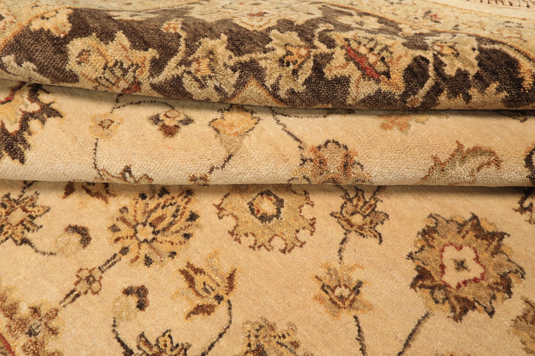 6x9 Beige, Brown, Sage Color Hand Knotted Oushak Wool Traditional Oriental Rug