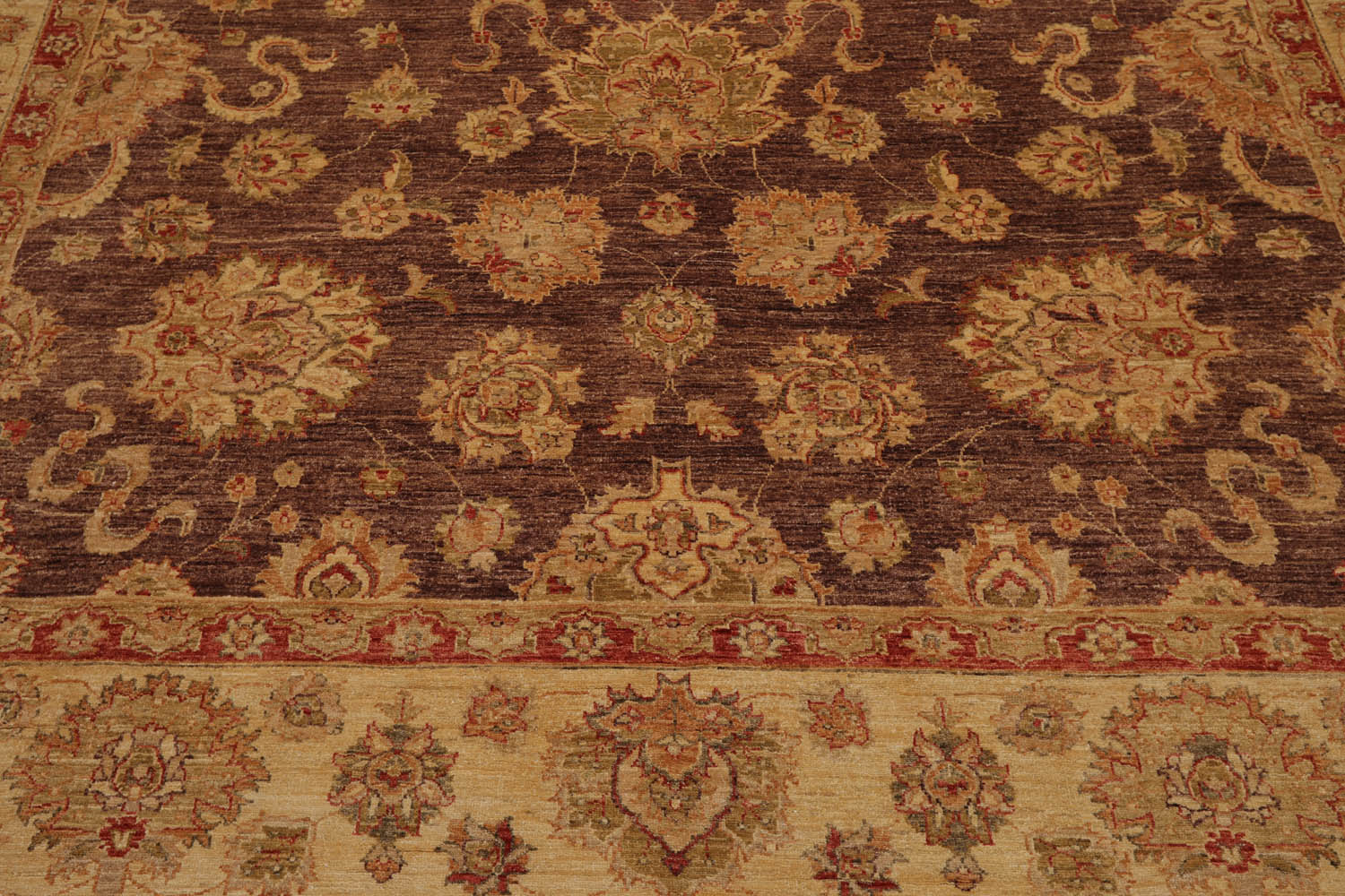 9x12 Aubergine, Gold, Rust Color Hand Knotted All-Over 100% Wool Traditional Oriental Rug