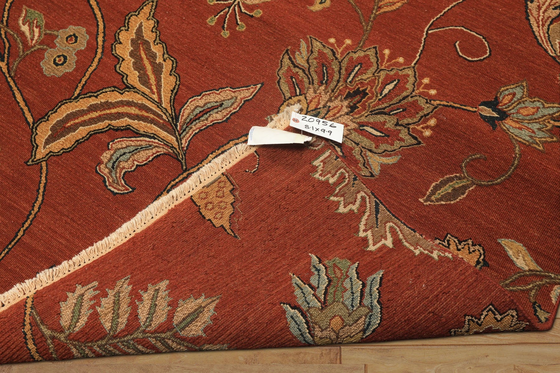 8x10 Rust, Gold, Charcoal Color Hand Knotted Soumak Wool Transitional Oriental Rug