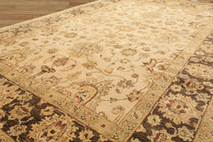 6x9 Beige, Brown, Sage Color Hand Knotted Oushak Wool Traditional Oriental Rug