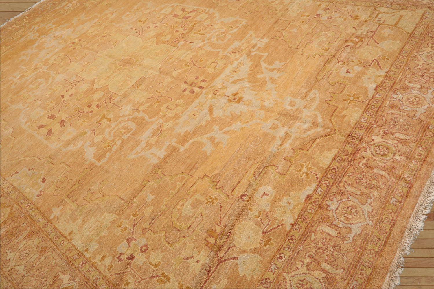10x14 Pale Peach, Beige, Rust Color Hand Knotted All-Over 100% Wool Traditional Oriental Rug