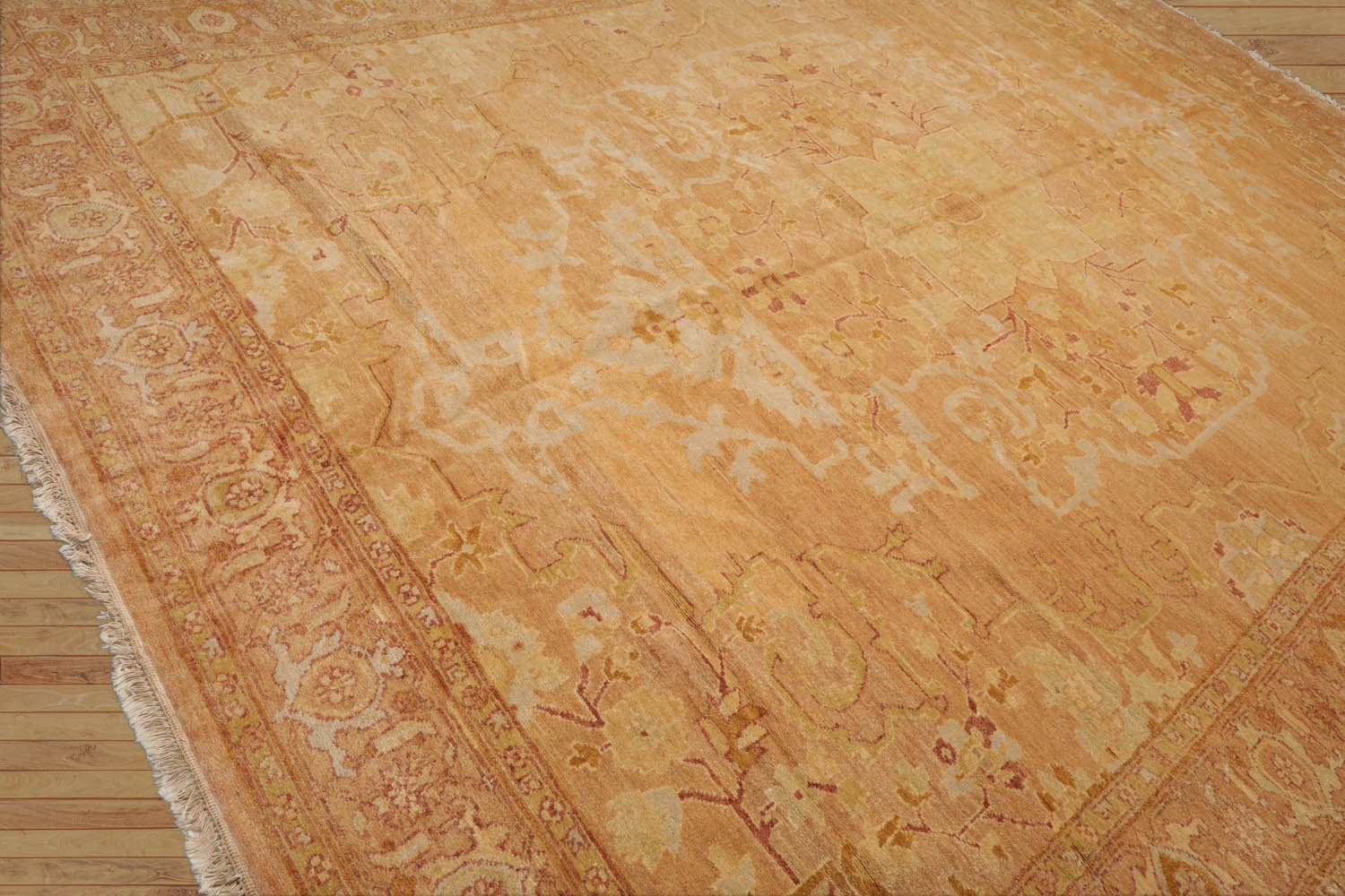 10x14 Pale Peach, Beige, Rust Color Hand Knotted All-Over 100% Wool Traditional Oriental Rug