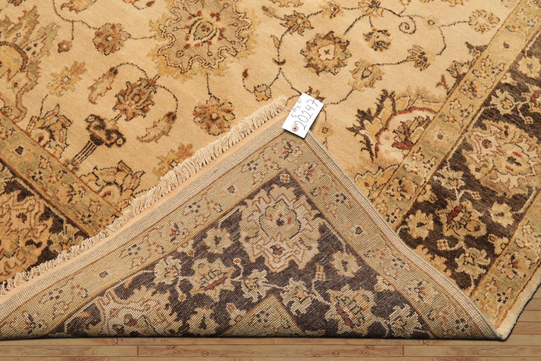 6x9 Beige, Brown, Sage Color Hand Knotted Oushak Wool Traditional Oriental Rug