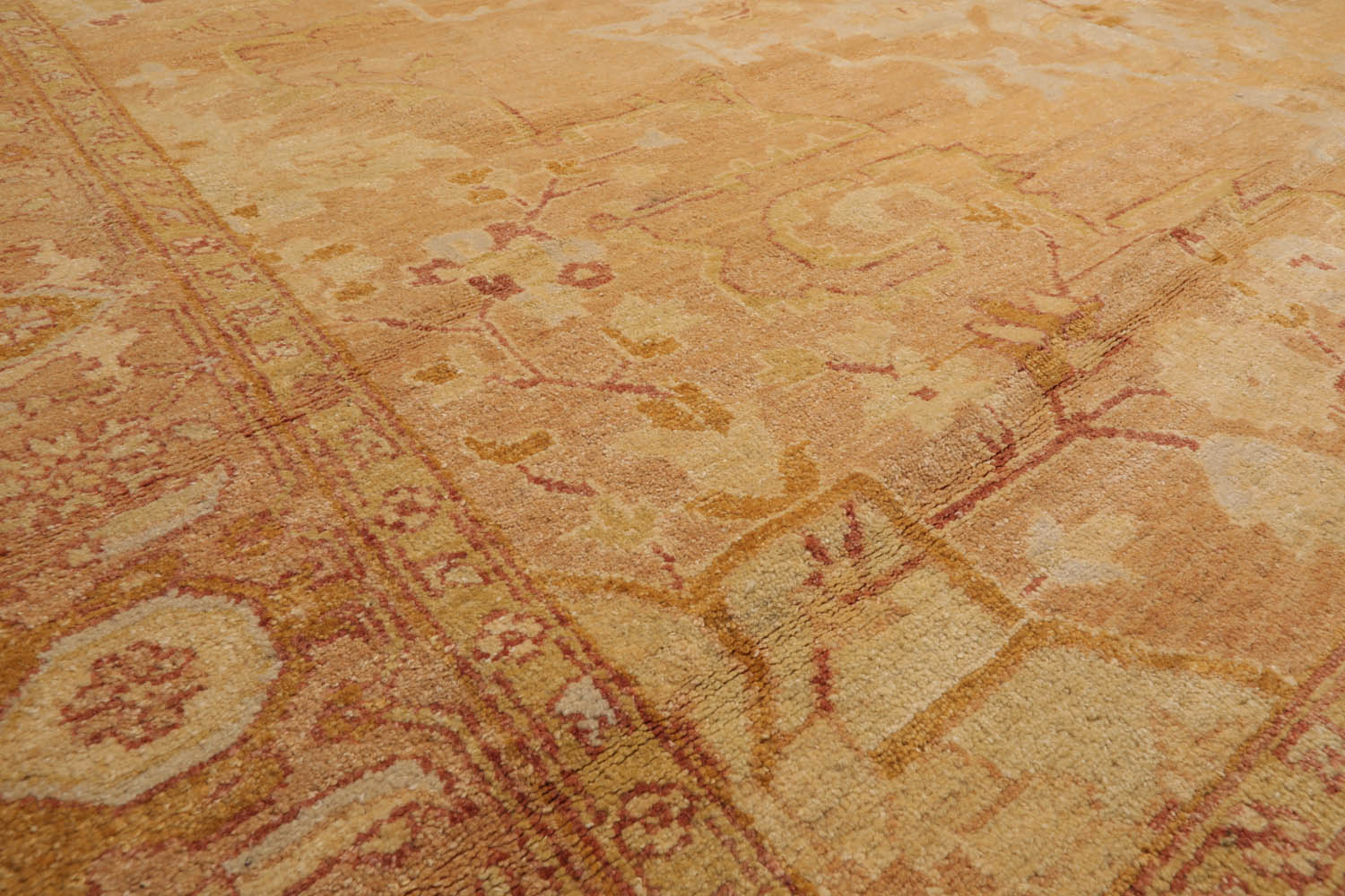 10x14 Pale Peach, Beige, Rust Color Hand Knotted All-Over 100% Wool Traditional Oriental Rug