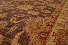 9x12 Aubergine, Gold, Rust Color Hand Knotted All-Over 100% Wool Traditional Oriental Rug