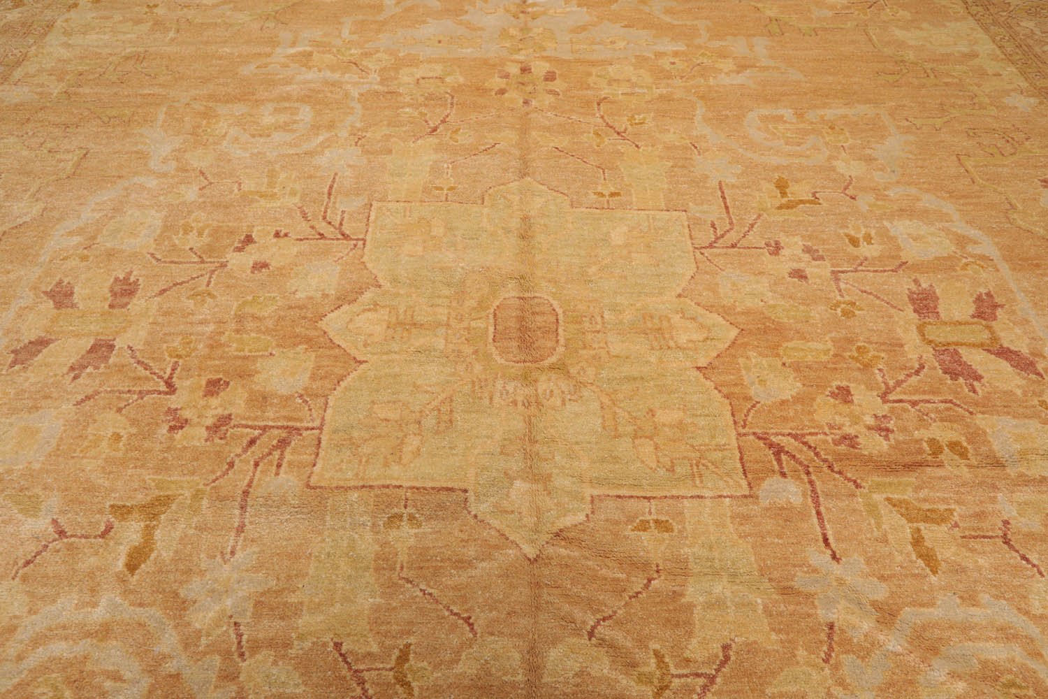 10x14 Pale Peach, Beige, Rust Color Hand Knotted All-Over 100% Wool Traditional Oriental Rug
