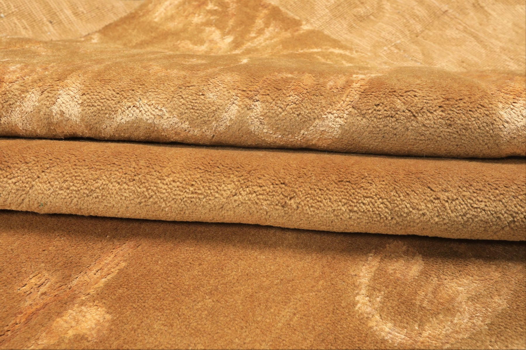8x10 Tone on Tone Gold, , Color Hand Knotted Tibetan Wool & Bamboo Silk Transitional Oriental Rug