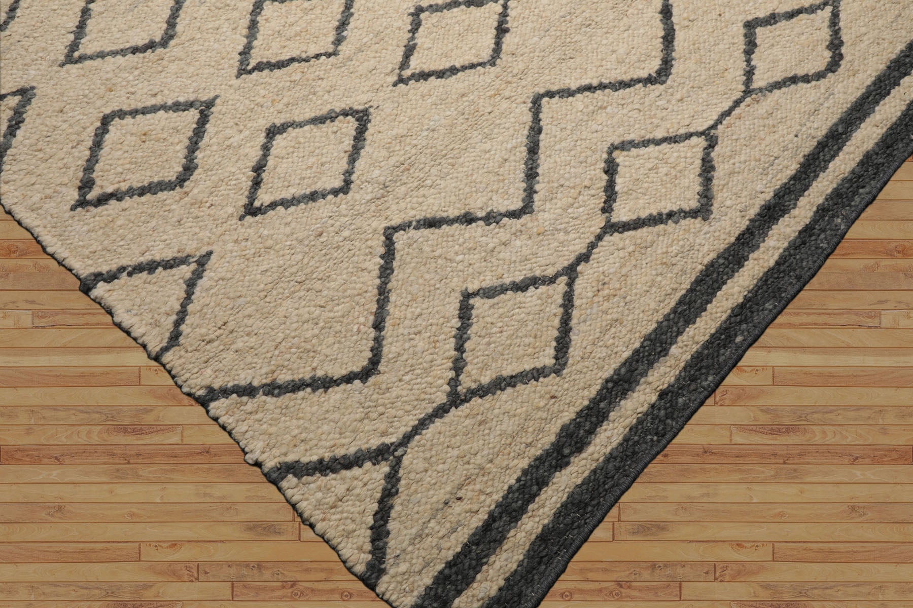 Hasse Multi Size Oatmeal Hand Woven Wool Area Rug LoomBloom Geometric Flatweave Contemporary Style