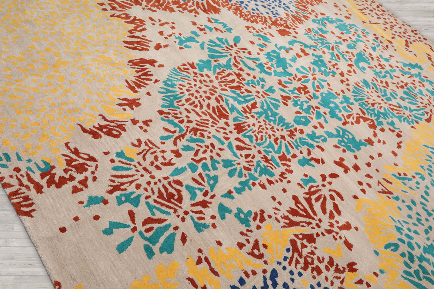 Multi Size Beige Turquoise Gold Color Hand Tufted Hand Made 100% Wool Modern Oriental Rug