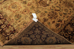 6x9 Gold, Maroon, Turquoise Color Hand Knotted Agra Wool Traditional Oriental Rug