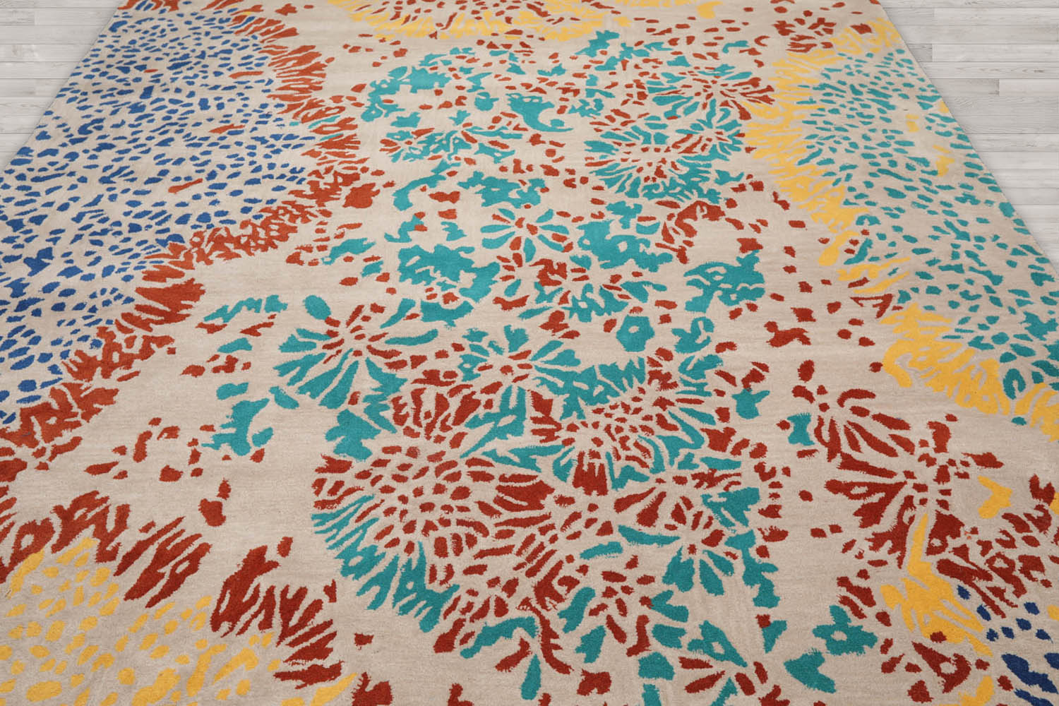 Multi Size Beige Turquoise Gold Color Hand Tufted Hand Made 100% Wool Modern Oriental Rug