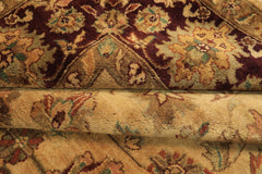 6x9 Gold, Maroon, Turquoise Color Hand Knotted Agra Wool Traditional Oriental Rug