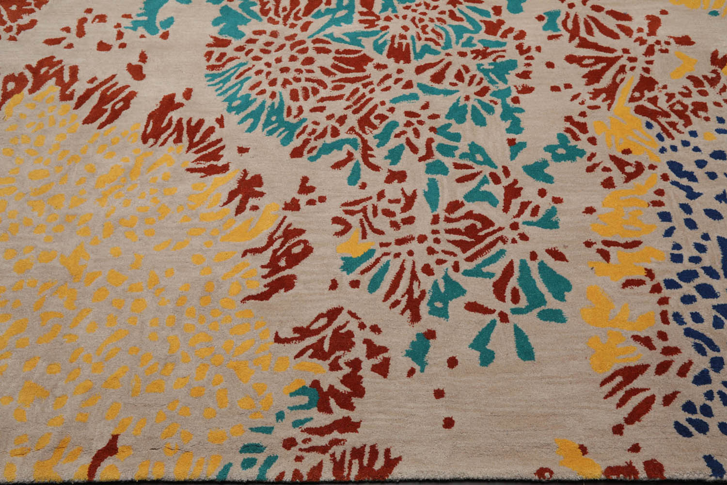 Multi Size Beige Turquoise Gold Color Hand Tufted Hand Made 100% Wool Modern Oriental Rug