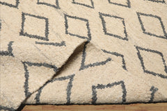 Hasse Multi Size Oatmeal Hand Woven Wool Area Rug LoomBloom Geometric Flatweave Contemporary Style