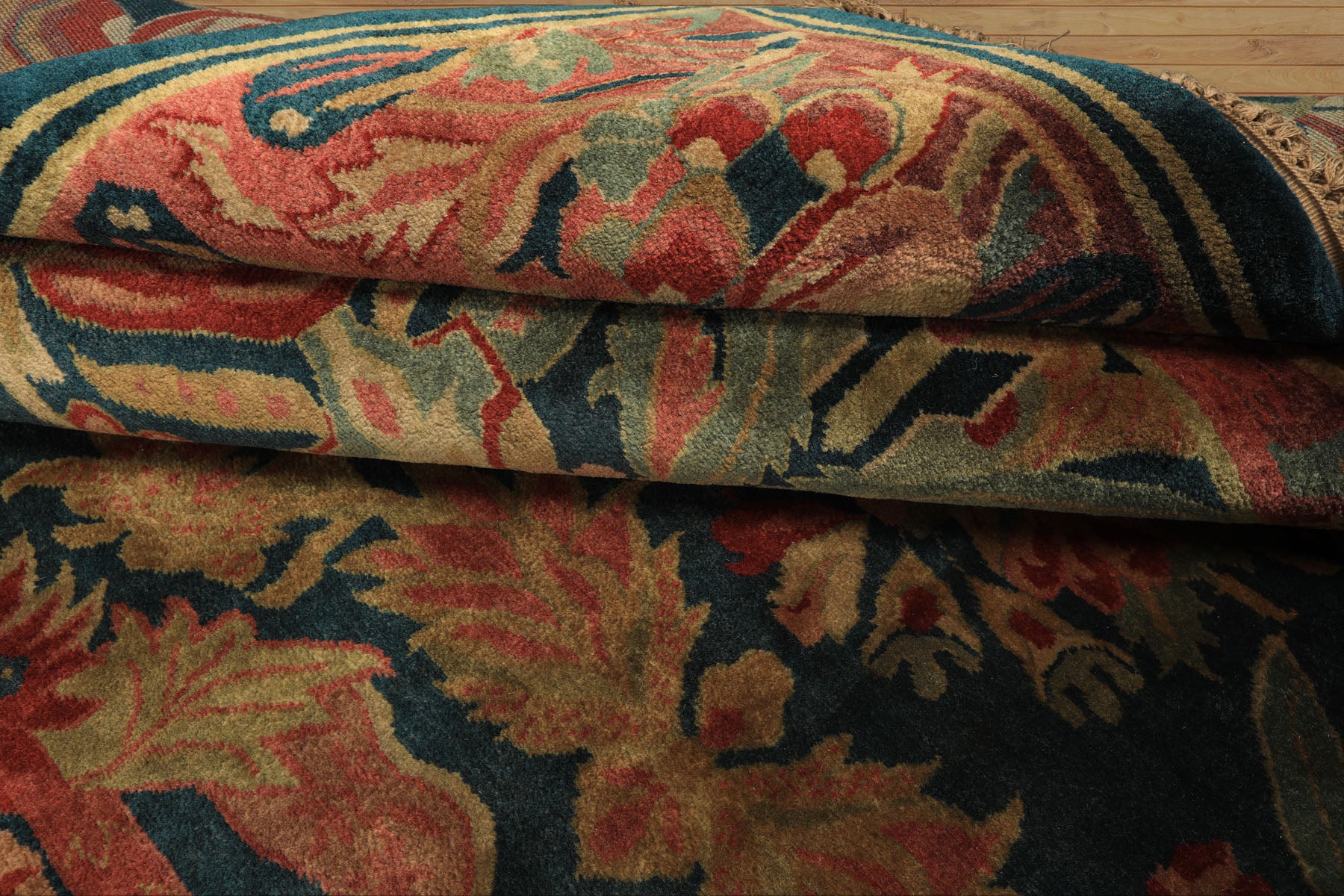 9x12 Teal, Turquoise, Rose Color Hand Knotted Oushak Wool Arts & Crafts Oriental Rug