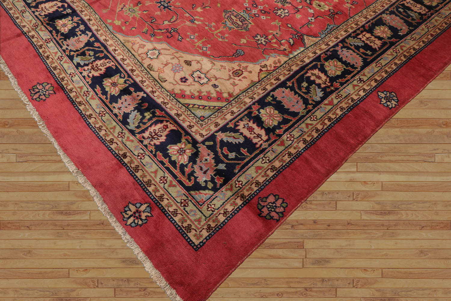 10x14 Rouge, Mint, Tan Color Hand Knotted All-Over 100% Wool Traditional Oriental Rug