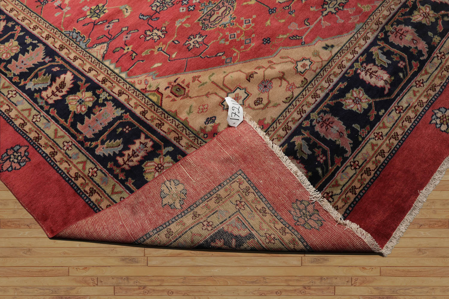 10x14 Rouge, Mint, Tan Color Hand Knotted All-Over 100% Wool Traditional Oriental Rug