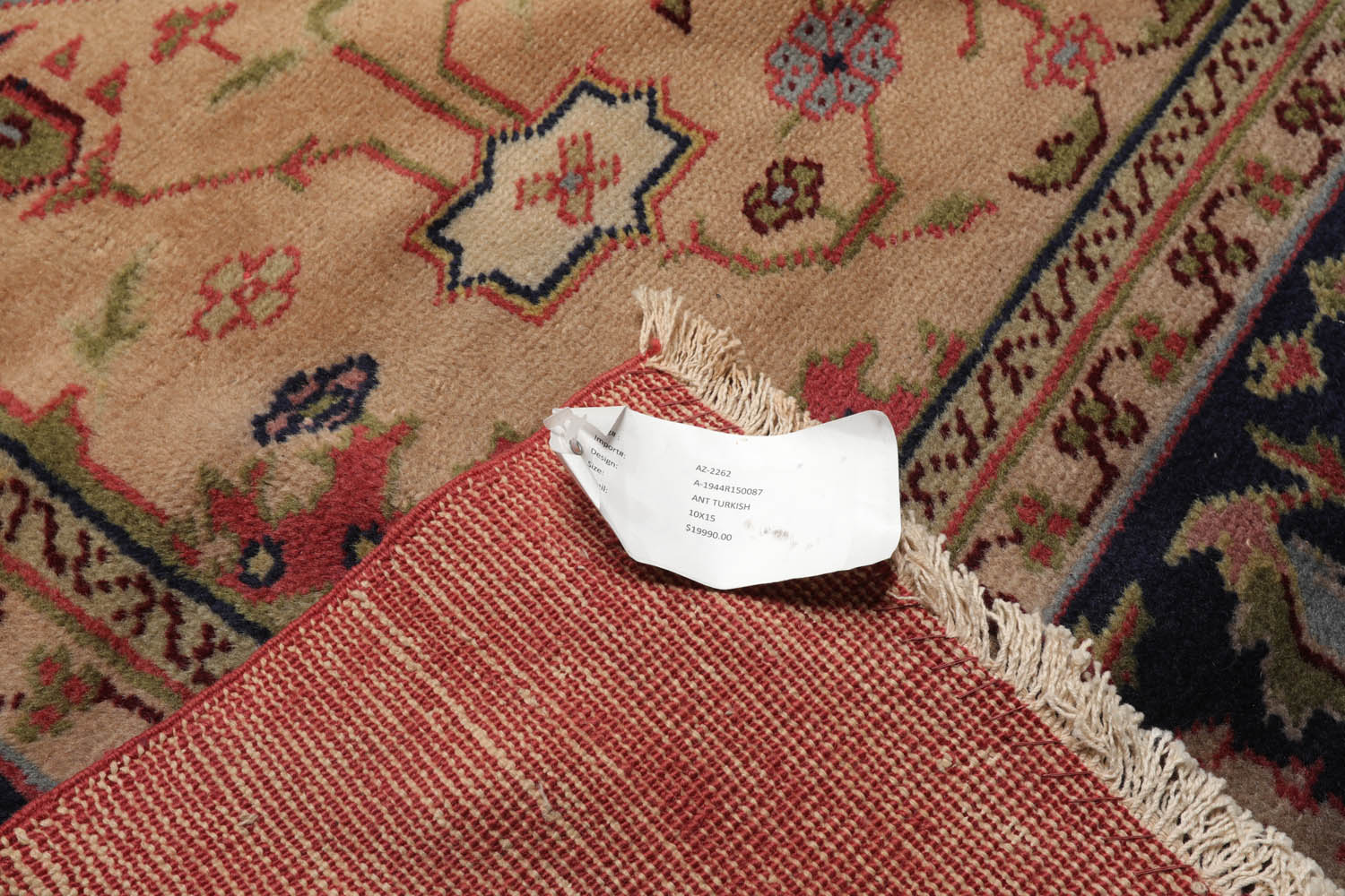 10x14 Rouge, Mint, Tan Color Hand Knotted All-Over 100% Wool Traditional Oriental Rug