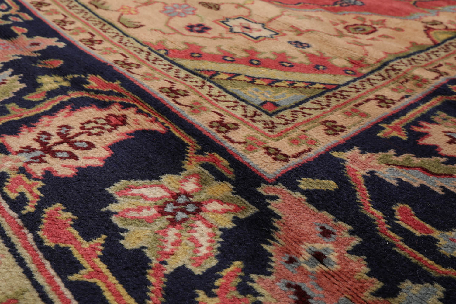 10x14 Rouge, Mint, Tan Color Hand Knotted All-Over 100% Wool Traditional Oriental Rug