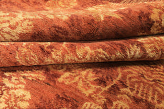 9x12 Rust, Gold, Color Hand Loomed Tibetan Wool & Bamboo Silk Transitional Oriental Rug