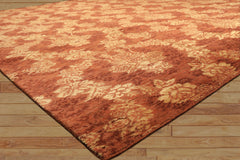 9x12 Rust, Gold, Color Hand Loomed Tibetan Wool & Bamboo Silk Transitional Oriental Rug