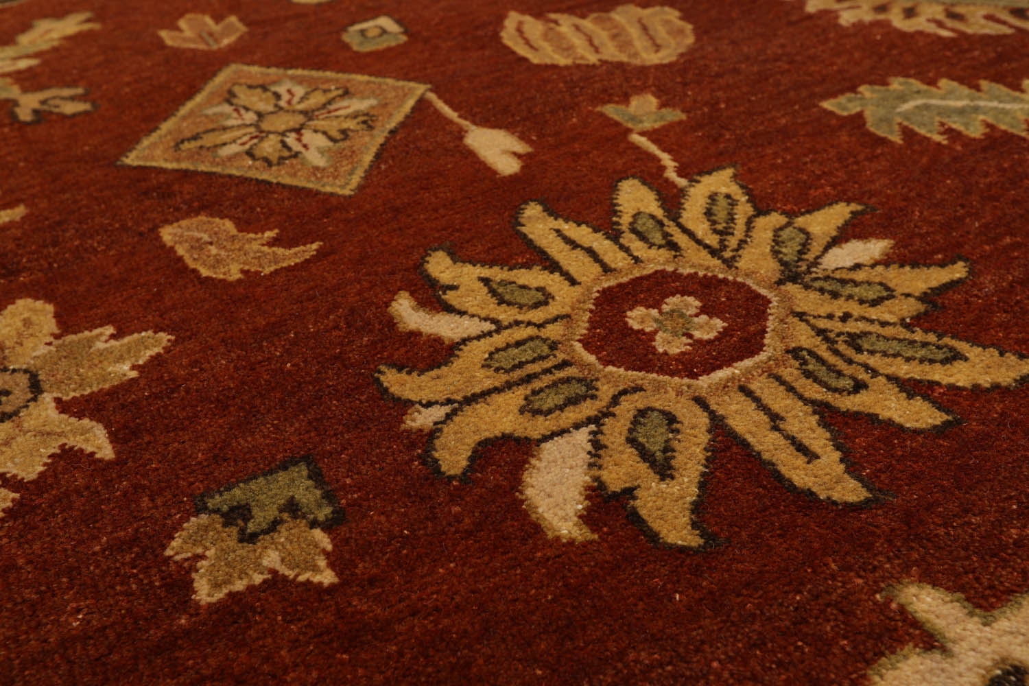 6x9 Burnt Orange, Gold, Aqua Color Hand Knotted All-Over 100% Wool Traditional Oriental Rug