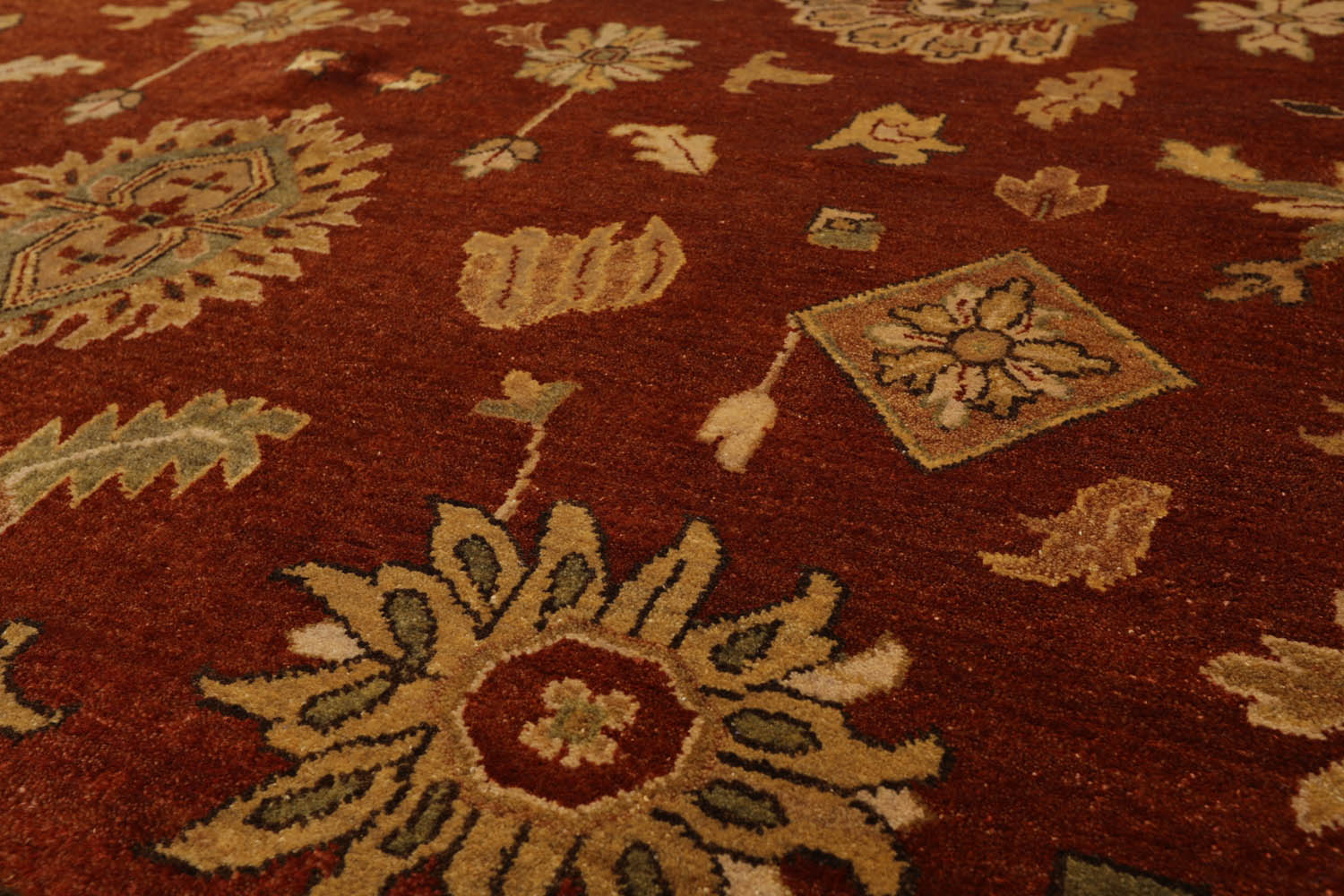 6x9 Burnt Orange, Gold, Aqua Color Hand Knotted All-Over 100% Wool Traditional Oriental Rug