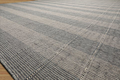 Galateah Multi Size Gray Wool Plaid Flatweave Modern Rug by LoomBloom Hand Woven Oriental Style