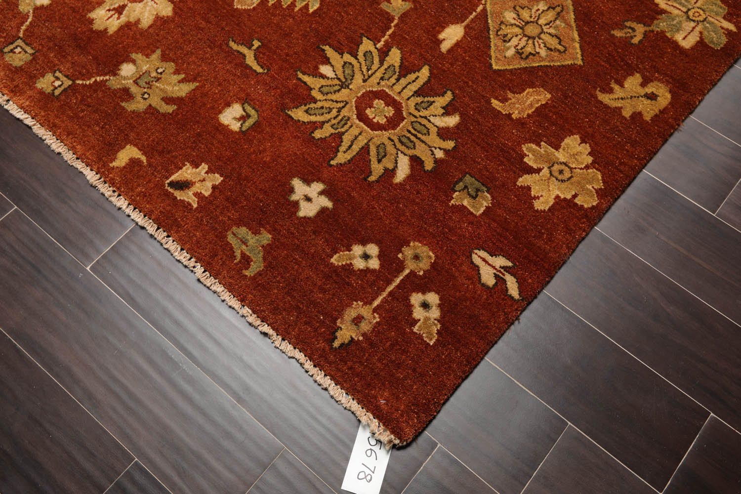 6x9 Burnt Orange, Gold, Aqua Color Hand Knotted All-Over 100% Wool Traditional Oriental Rug