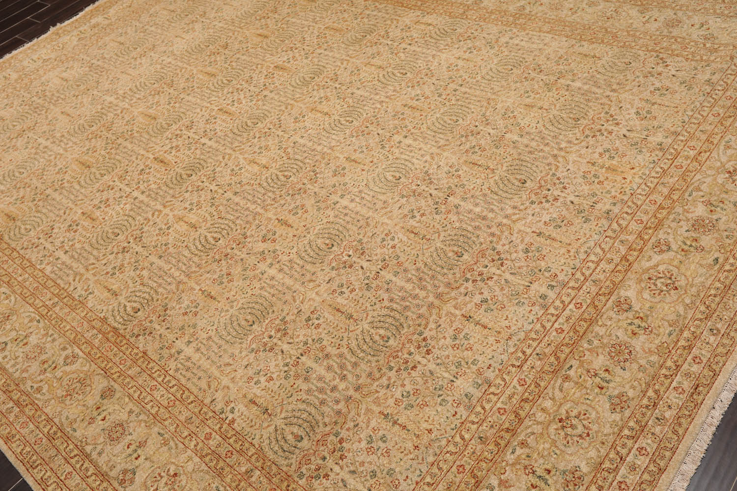 9x12 Beige, Tan, Rust Color Hand Knotted All-Over 100% Wool Traditional-Persian/Oriental Oriental Rug