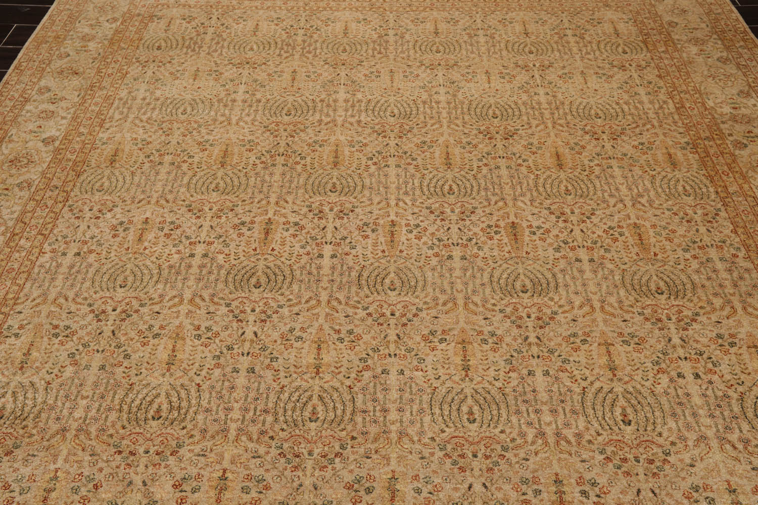 9x12 Beige, Tan, Rust Color Hand Knotted All-Over 100% Wool Traditional-Persian/Oriental Oriental Rug
