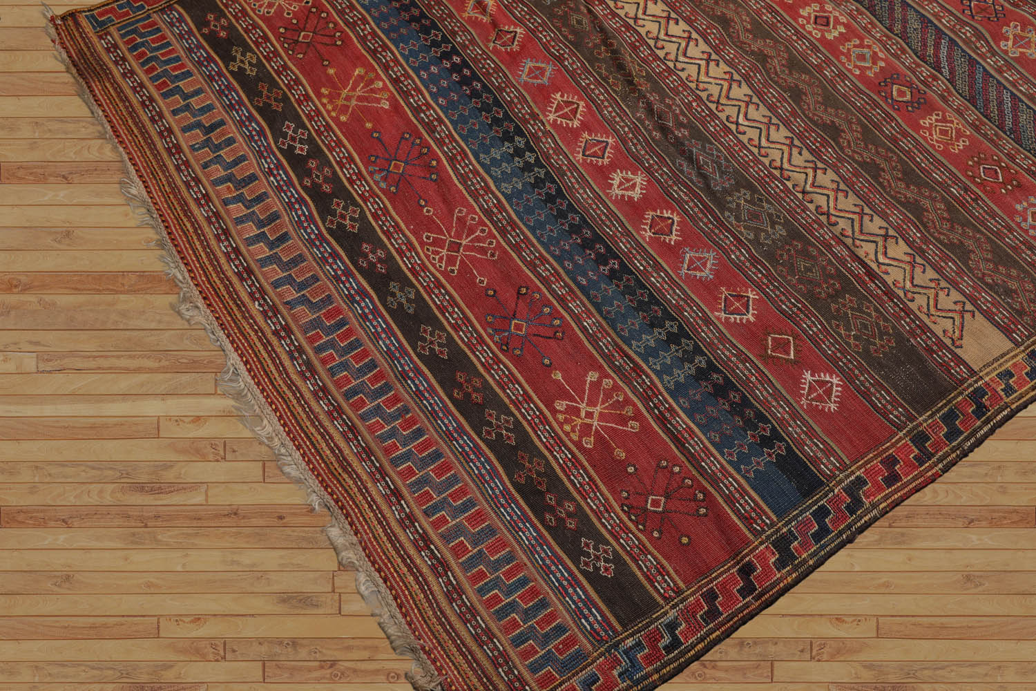 Palace Rust, Brown, Navy Color Hand Woven All-Over 100% Wool Traditional Oriental Rug