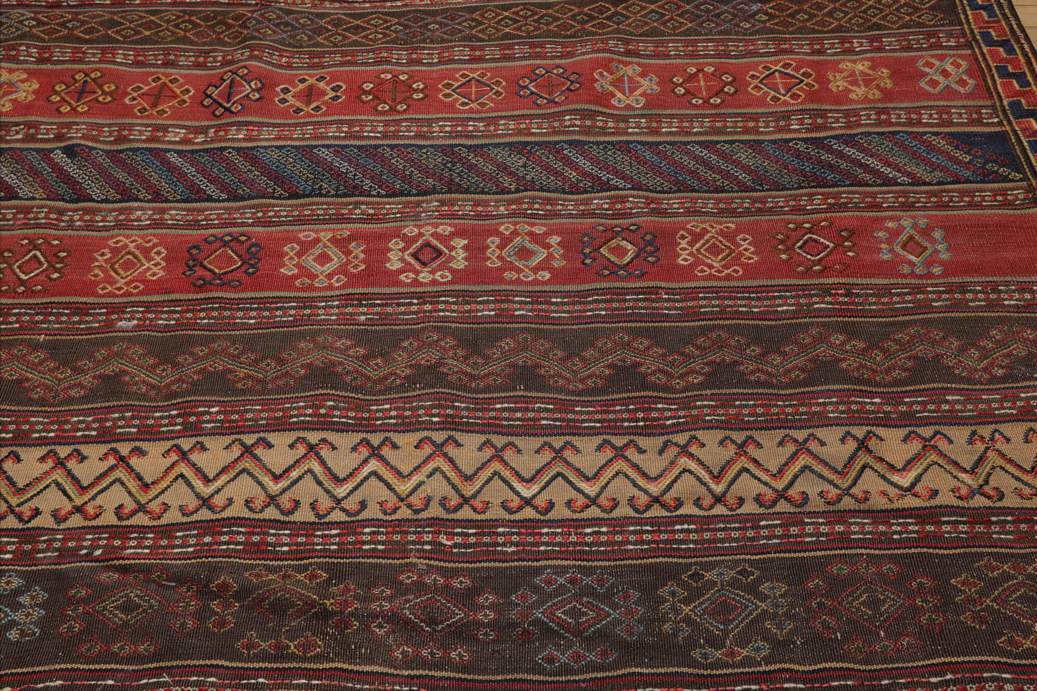 Palace Rust, Brown, Navy Color Hand Woven All-Over 100% Wool Traditional Oriental Rug