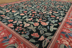 9x12 Emerald, Rose, Aqua Color Hand Knotted Pak Persian Wool & Silk Arts & Crafts Oriental Rug
