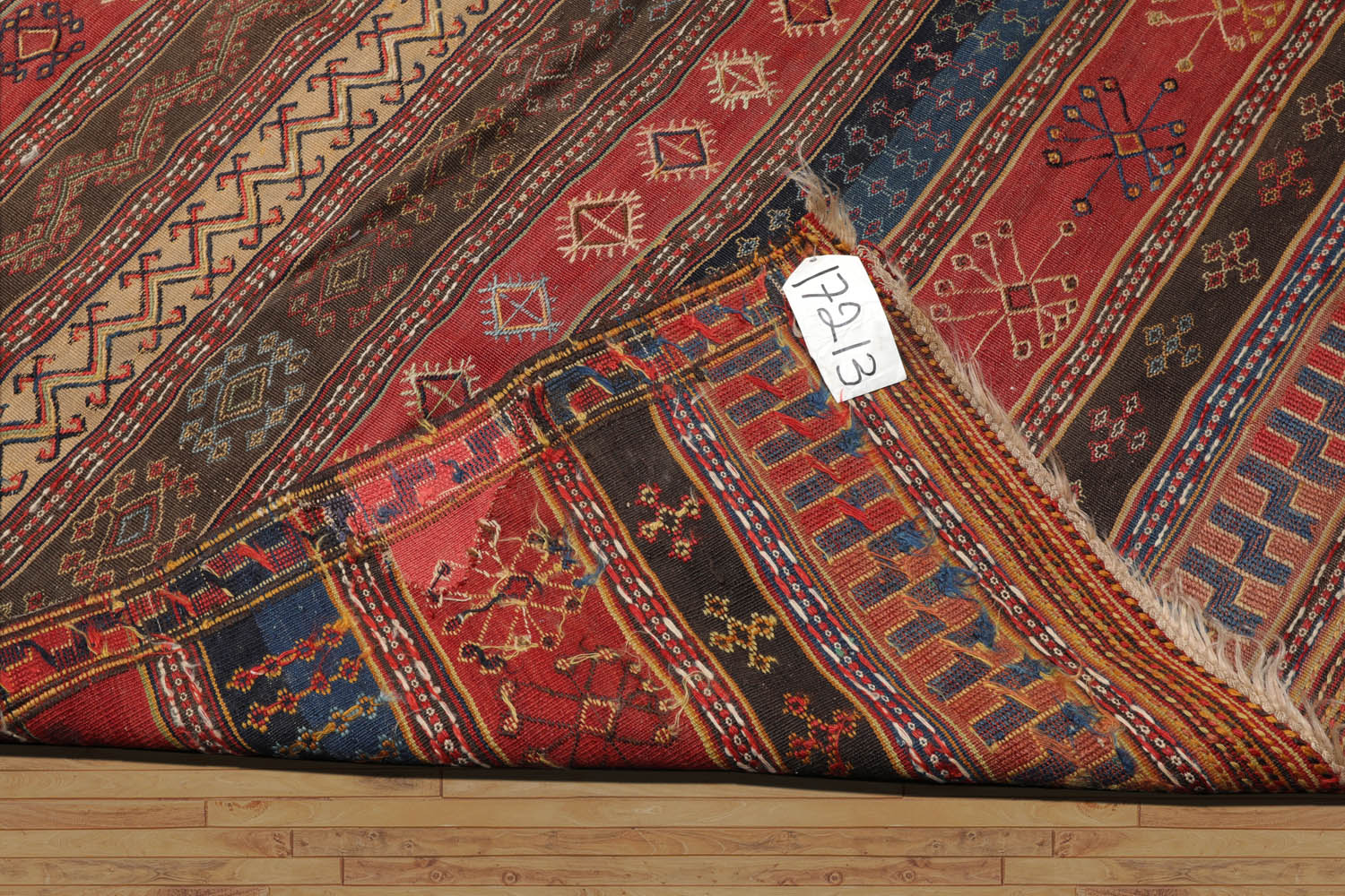 Palace Rust, Brown, Navy Color Hand Woven All-Over 100% Wool Traditional Oriental Rug