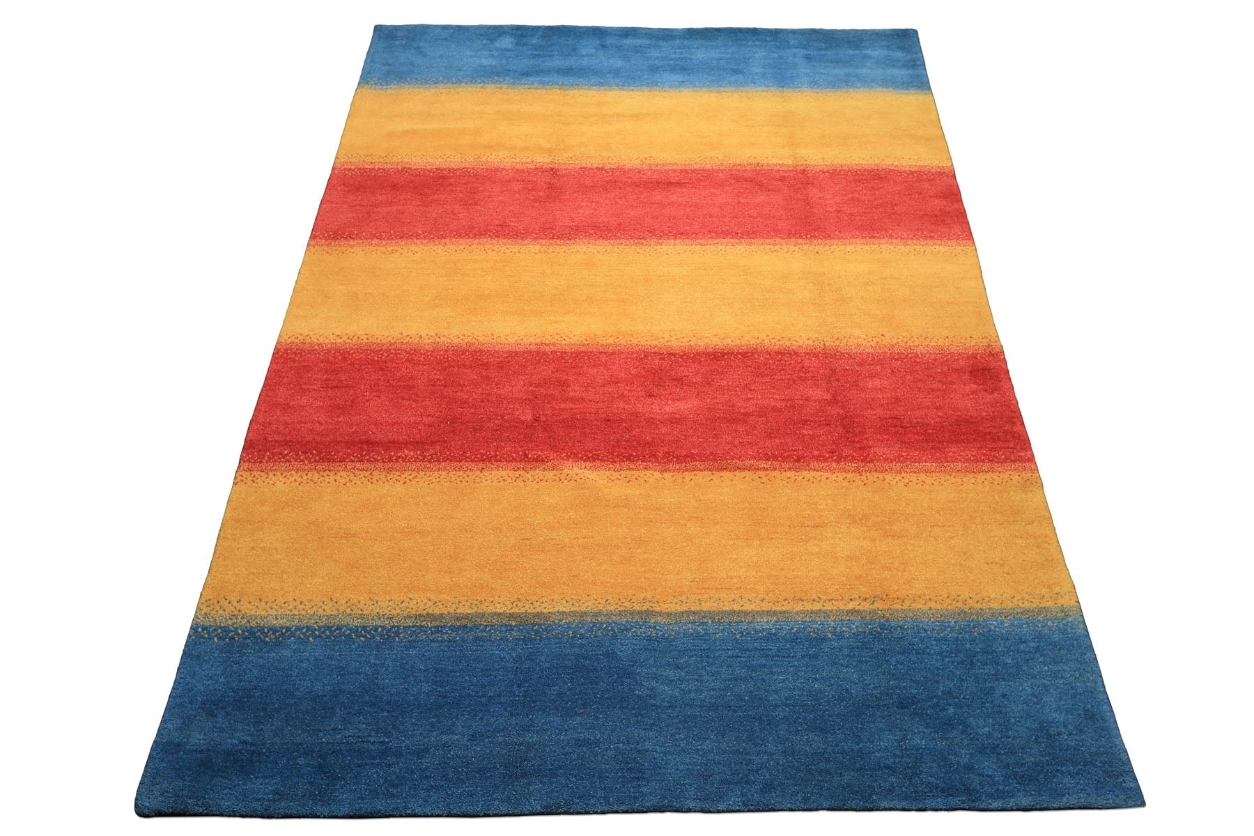8x11 Gold, Rasberry, Aqua Color Hand Knotted Indo Gabbeh Wool Modern & Contemporary Oriental Rug