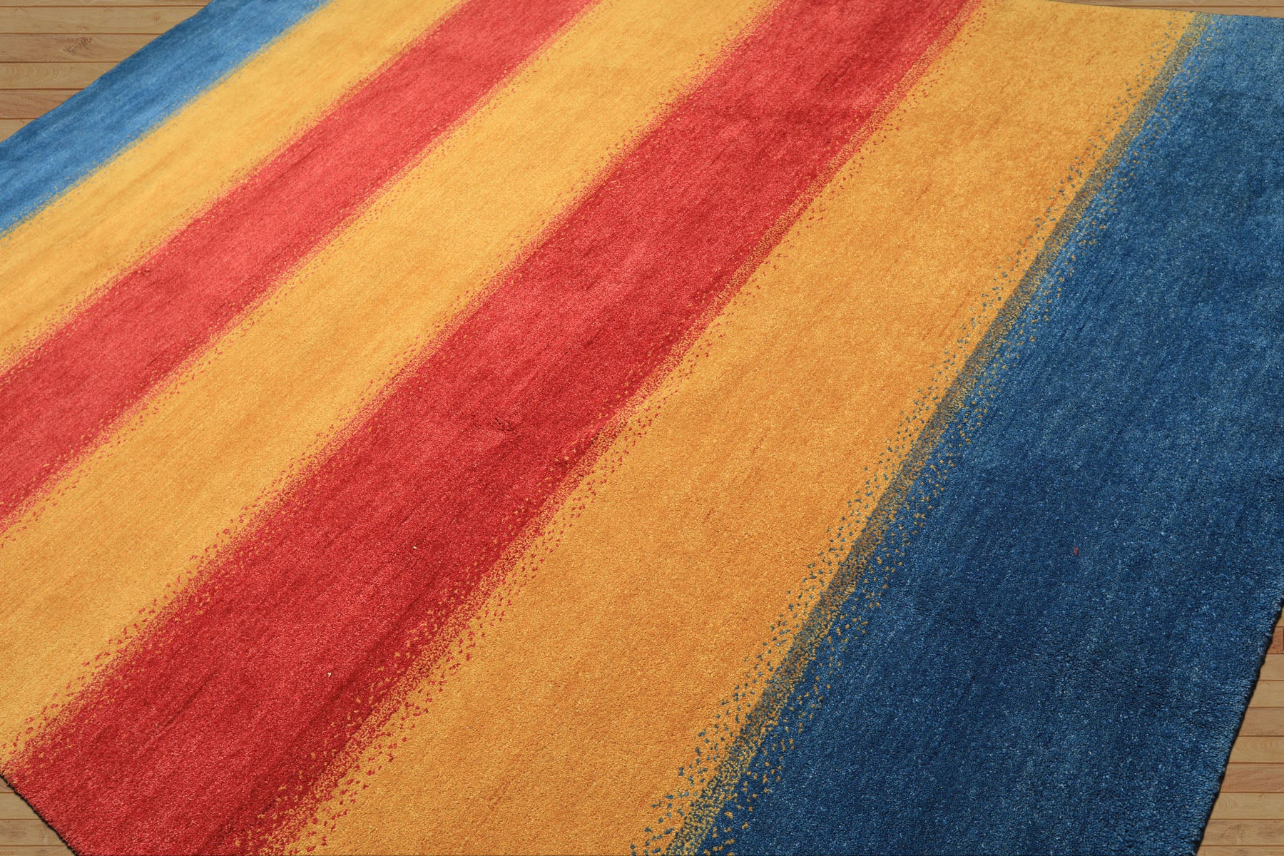 8x11 Gold, Rasberry, Aqua Color Hand Knotted Indo Gabbeh Wool Modern & Contemporary Oriental Rug