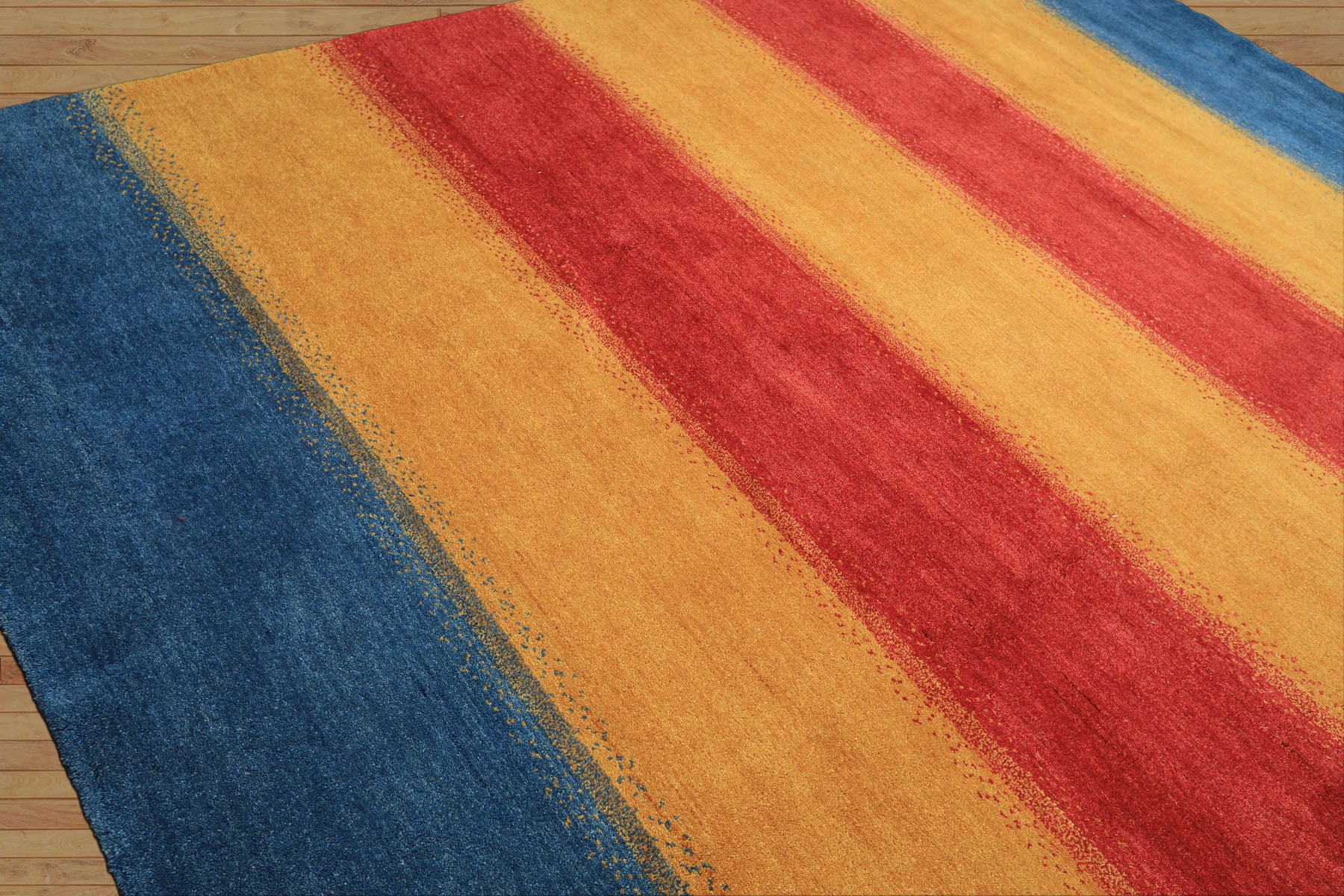 8x11 Gold, Rasberry, Aqua Color Hand Knotted Indo Gabbeh Wool Modern & Contemporary Oriental Rug