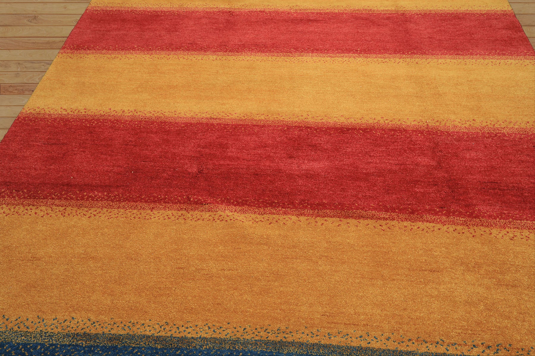 8x11 Gold, Rasberry, Aqua Color Hand Knotted Indo Gabbeh Wool Modern & Contemporary Oriental Rug