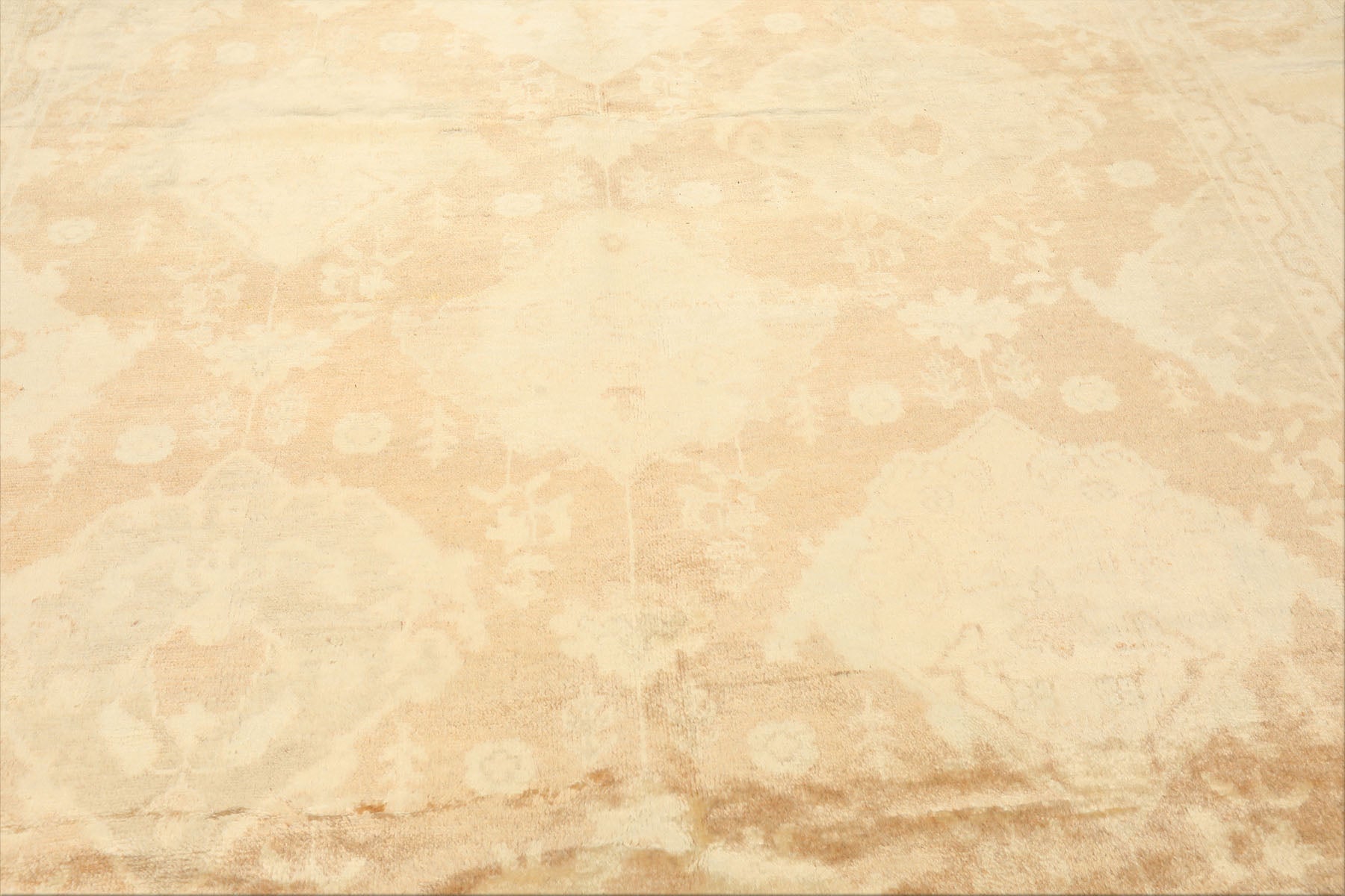 8x10 Tan, Beige, Celadon Color Hand Knotted Oushak New Zealand Wool Transitional Oriental Rug