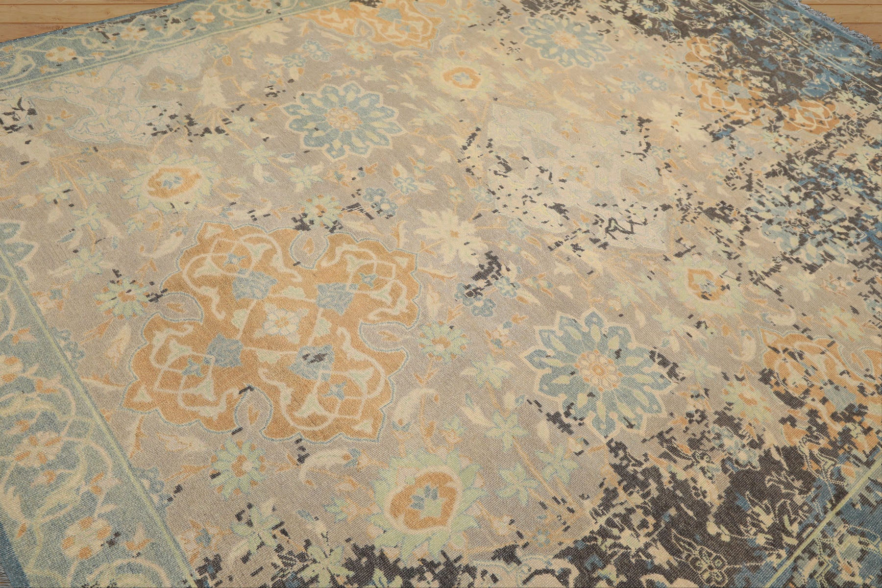 8x10 Taupe, Beige, Blue Color Hand Knotted Oushak Wool Transitional Oriental Rug