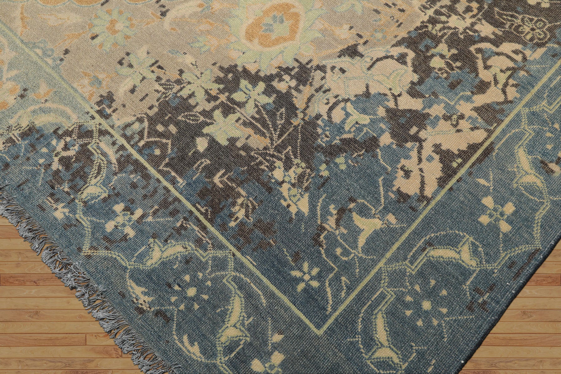 8x10 Taupe, Beige, Blue Color Hand Knotted Oushak Wool Transitional Oriental Rug