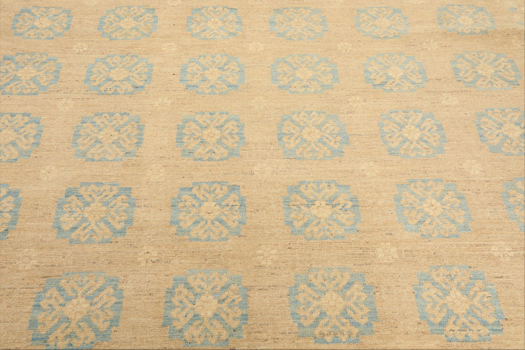 8x10 Beige, Tan, Aqua Color Hand Knotted Oushak Wool Transitional Oriental Rug